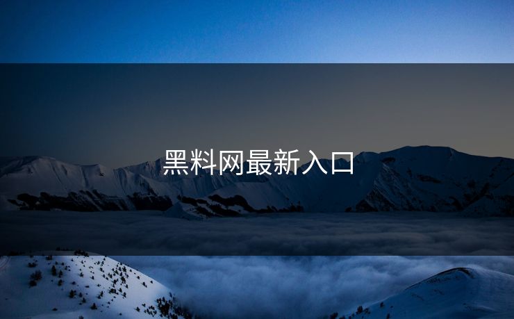 黑料网最新入口