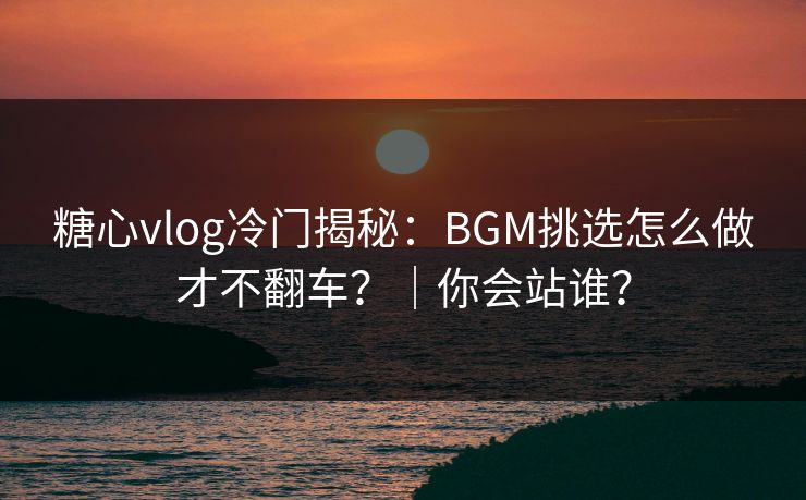 糖心vlog冷门揭秘：BGM挑选怎么做才不翻车？｜你会站谁？