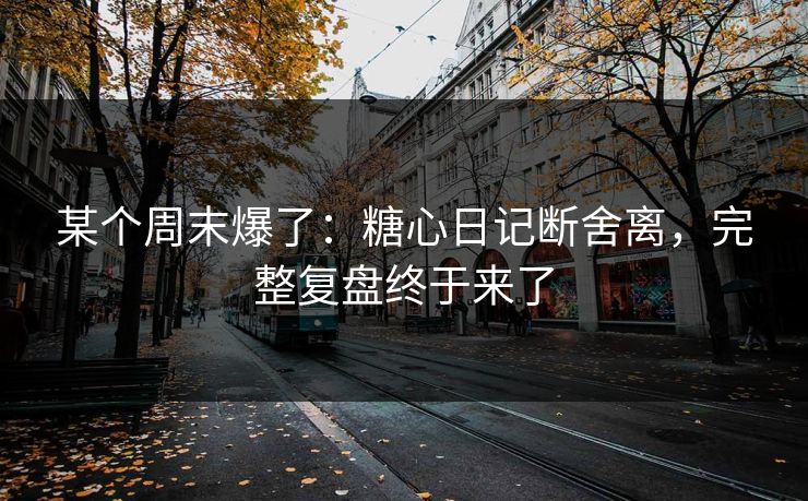 某个周末爆了：糖心日记断舍离，完整复盘终于来了