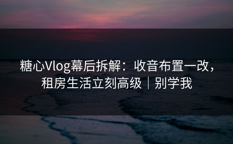 糖心Vlog幕后拆解：收音布置一改，租房生活立刻高级｜别学我