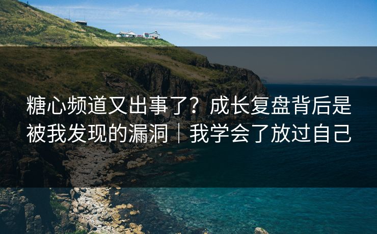 糖心频道又出事了？成长复盘背后是被我发现的漏洞｜我学会了放过自己