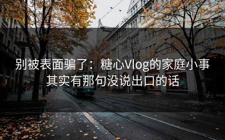 别被表面骗了：糖心Vlog的家庭小事其实有那句没说出口的话