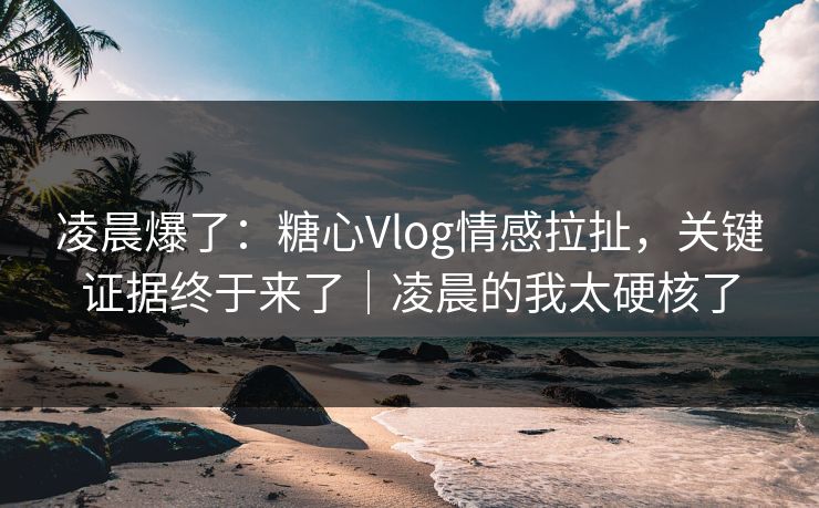 凌晨爆了：糖心Vlog情感拉扯，关键证据终于来了｜凌晨的我太硬核了