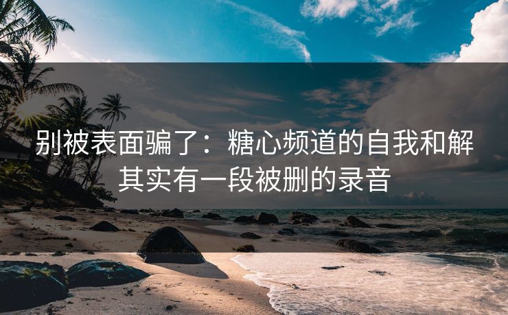 别被表面骗了：糖心频道的自我和解其实有一段被删的录音