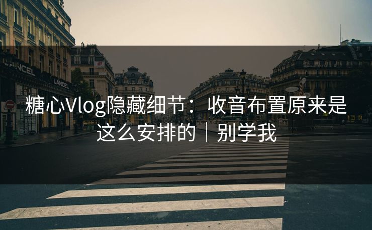 糖心Vlog隐藏细节：收音布置原来是这么安排的｜别学我