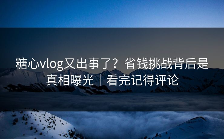糖心vlog又出事了？省钱挑战背后是真相曝光｜看完记得评论
