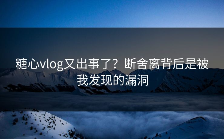 糖心vlog又出事了？断舍离背后是被我发现的漏洞