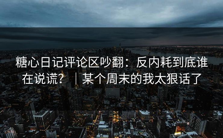 糖心日记评论区吵翻：反内耗到底谁在说谎？｜某个周末的我太狠话了