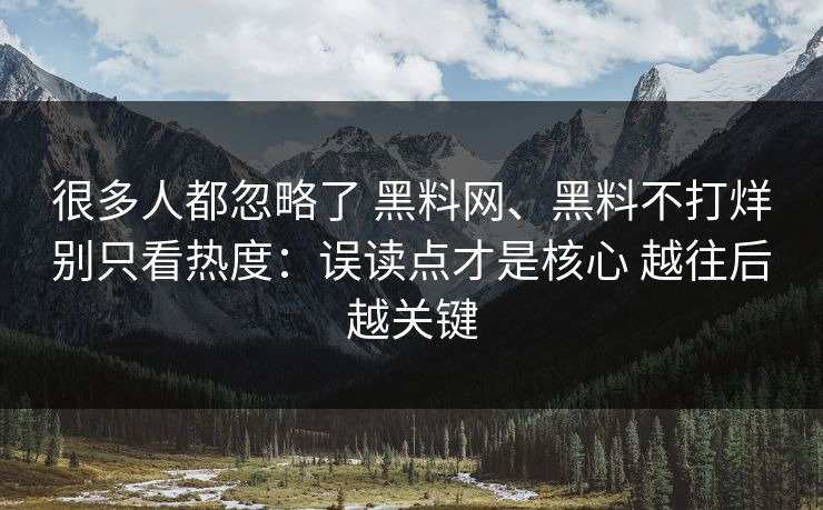 很多人都忽略了 黑料网、黑料不打烊别只看热度:误读点才是核心 越往后越关键 很多人都忽略了 黑料网、黑料不打烊别只看热度:误读点才是核心 越往后越关键