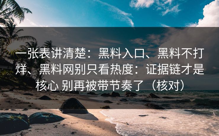 一张表讲清楚:黑料入口、黑料不打烊、黑料网别只看热度:证据链才是核心 别再被带节奏了(核对) 一张表讲清楚:黑料入口、黑料不打烊、黑料网别只看热度:证据链才是核心 别再被带节奏了(核对)